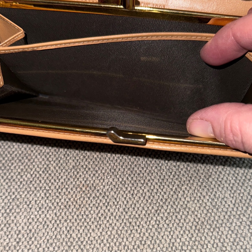 Dior Tan and Brown Monogram Wallet with snap clip close pouch. - Picture 10 of 13